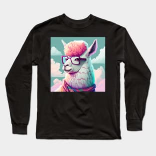 Vapor Wave Llama Long Sleeve T-Shirt